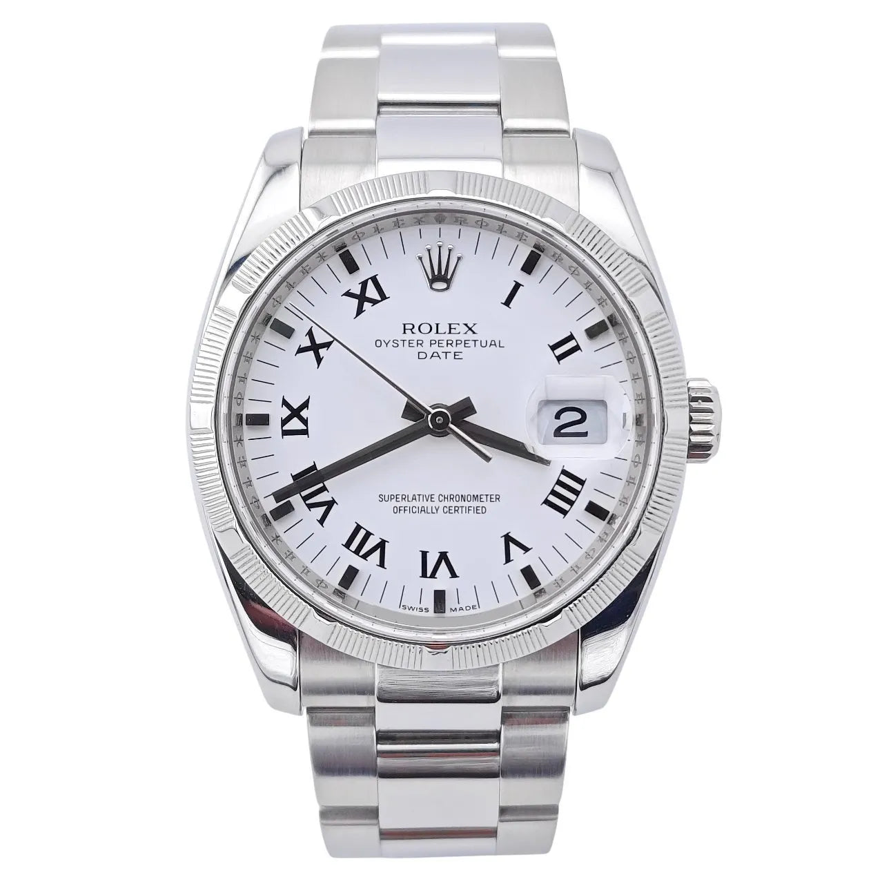 Oyster Prepetual Date White Roman Dial 34mm 2008 - 115210