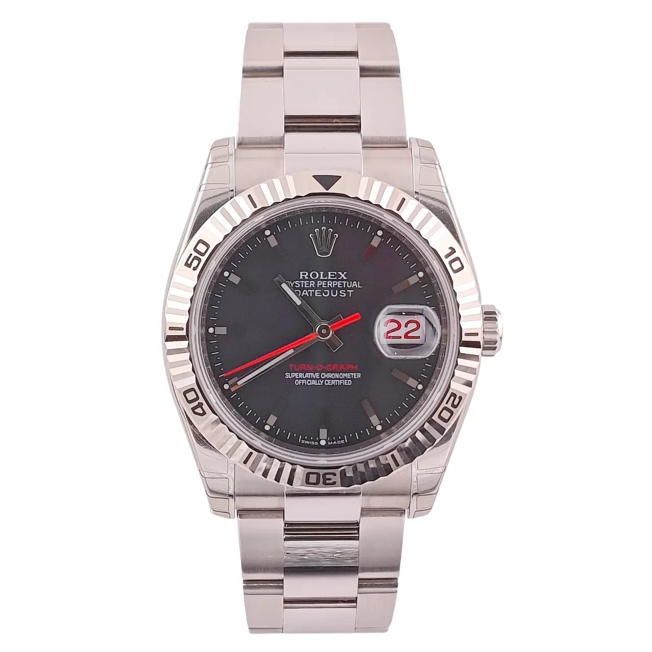 Datejust 36 Turn-O-Graph Oyster Grey Dial NOS LC 100 Full Sticker 2014 - 116264