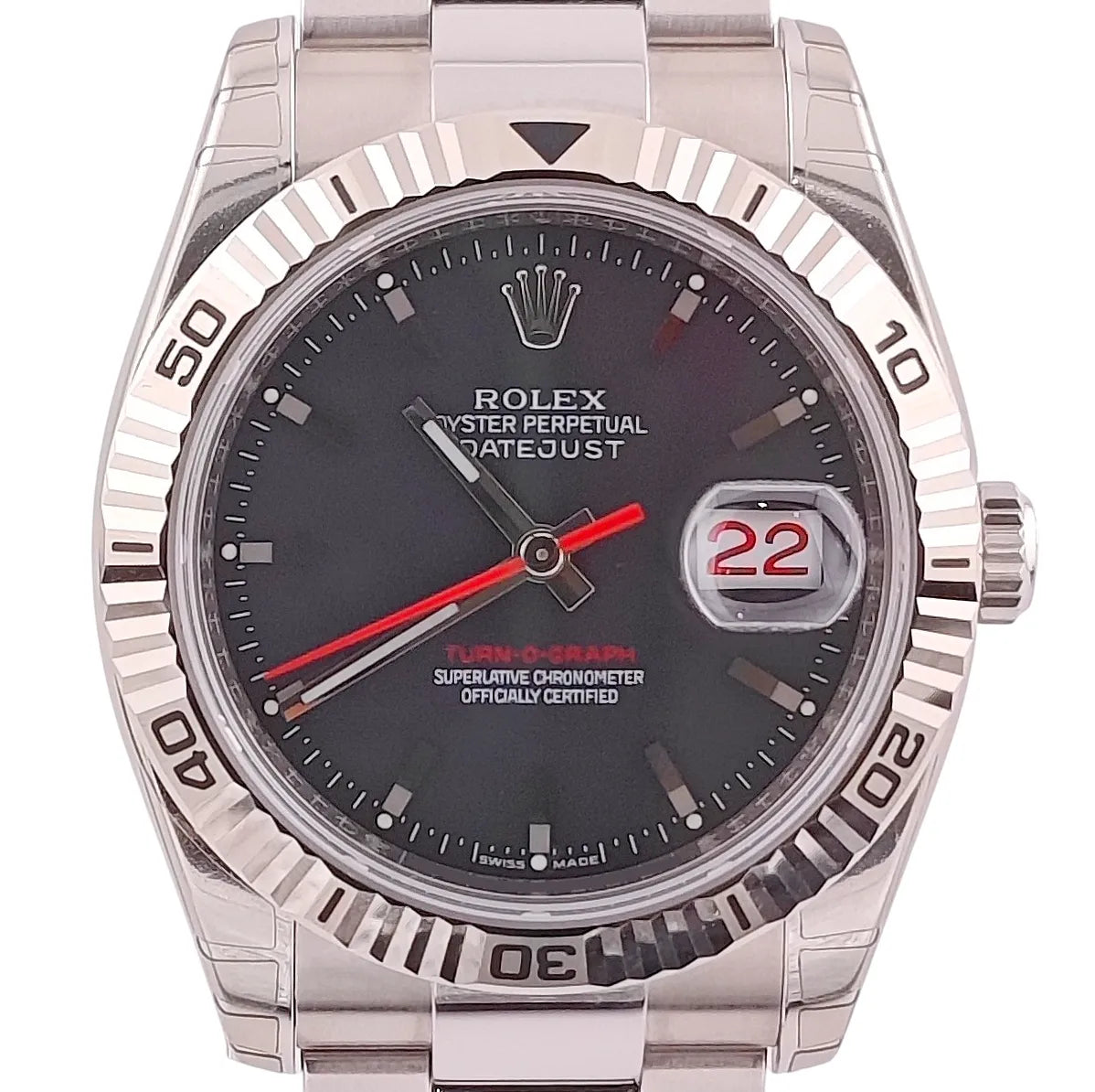 Datejust 36 Turn-O-Graph Oyster Grey Dial NOS LC 100 Full Sticker 2014 - 116264