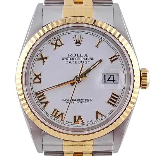 Datejust 36 Stahl Gold White Romain Dial Jubilee 1998 - 16233 LC100