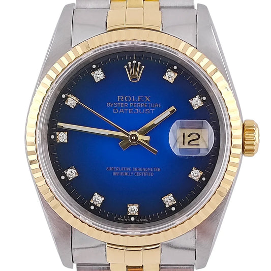 Datejust 36 Stahl Gold Blau Vignette Diamond Dial Jubilee 1992 - 16233