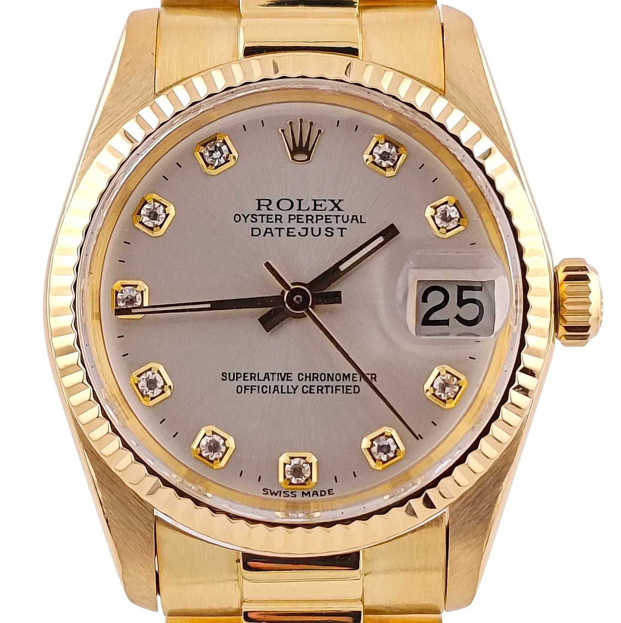 Datejust 31 President Band Gold Silver Diamond Dial - 6827