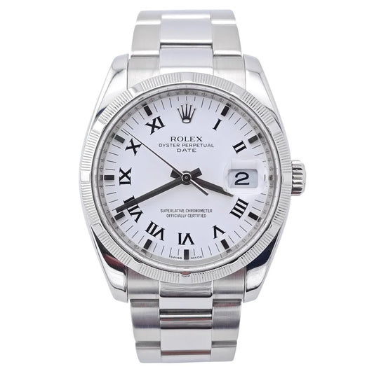 Oyster Prepetual Date White Roman Dial 34mm 2008 - 115210