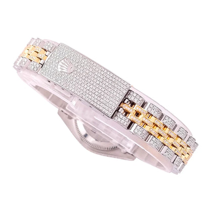 Lady Datejust 26 Iced Out Jubilee Stahl Gold Diamond Perlmutt Dial 2000 - 69173