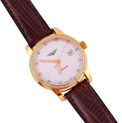 Saint Imier Collection 18k Gold Diamond Perlmutt Dial & Bezel - L2.563.9