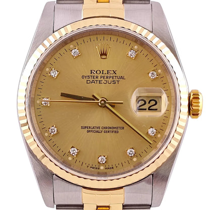 Datejust 36 Stahl Gold Champagner Diamond Dial Jubilee 1998 - 16233