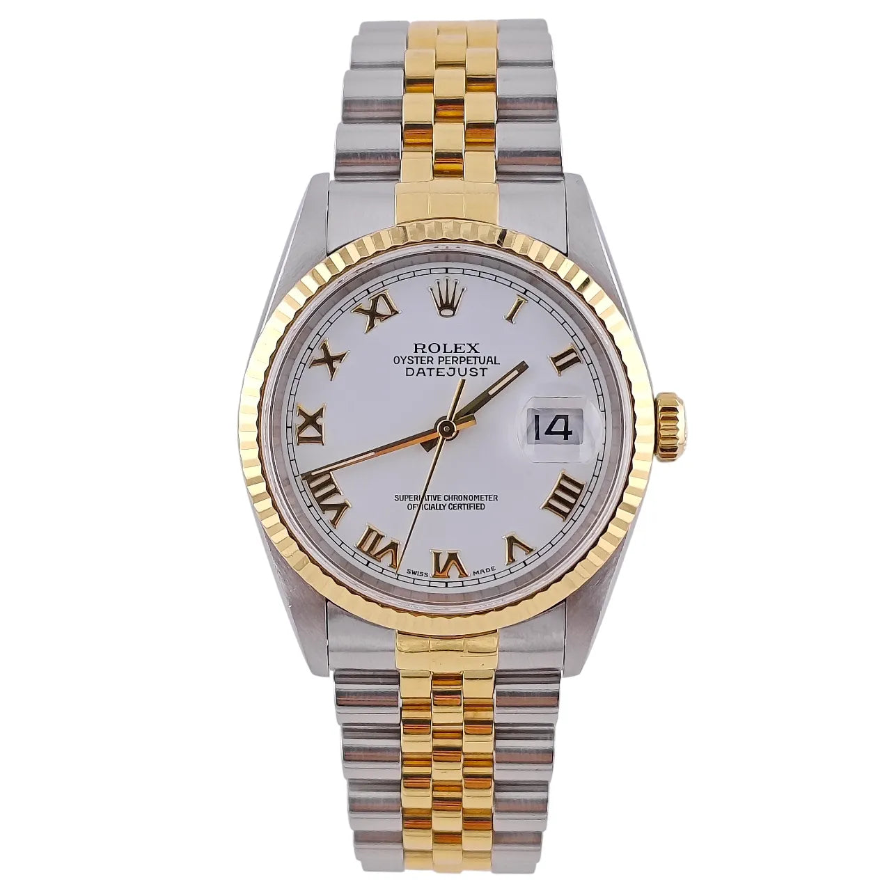 Datejust 36 Stahl Gold White Romain Dial Jubilee 1998 - 16233 LC100