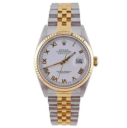 Datejust 36 Stahl Gold White Romain Dial Jubilee 1998 - 16233 LC100