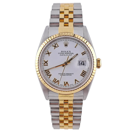 Datejust 36 Stahl Gold White Romain Dial Jubilee 1998 - 16233 LC100