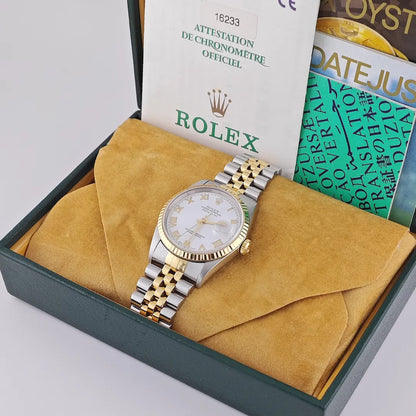 Datejust 36 Stahl Gold White Romain Dial Jubilee 1998 - 16233 LC100