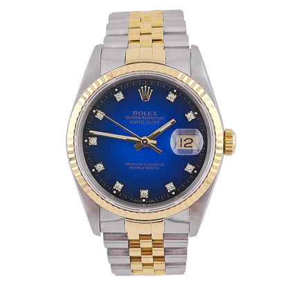 Datejust 36 Stahl Gold Blau Vignette Diamond Dial Jubilee 1992 - 16233
