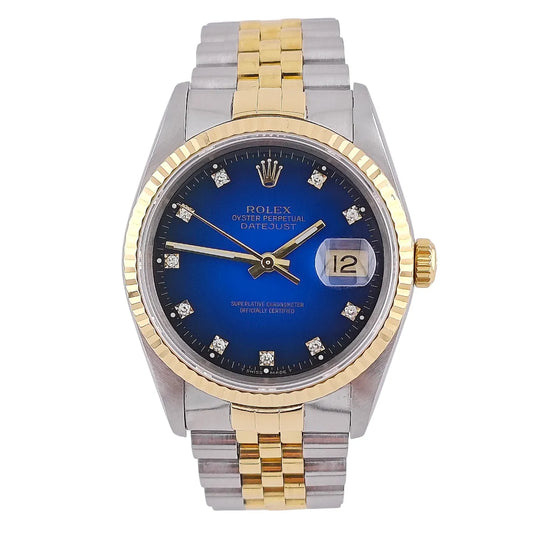 Datejust 36 Stahl Gold Blau Vignette Diamond Dial Jubilee 1992 - 16233