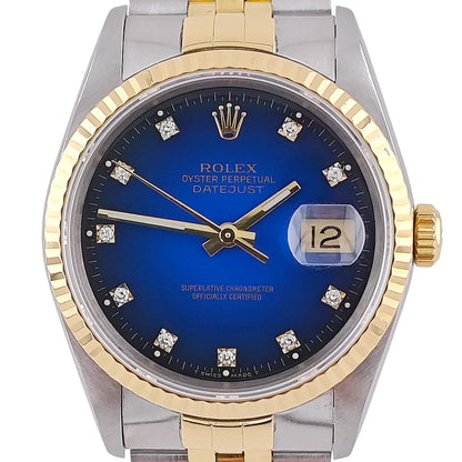 Datejust 36 Stahl Gold Blau Vignette Diamond Dial Jubilee 1992 - 16233
