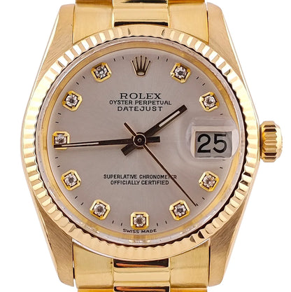 Datejust 31 President Band Gold Silver Diamond Dial - 6827