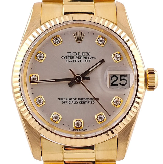 Datejust 31 President Band Gold Silver Diamond Dial - 6827