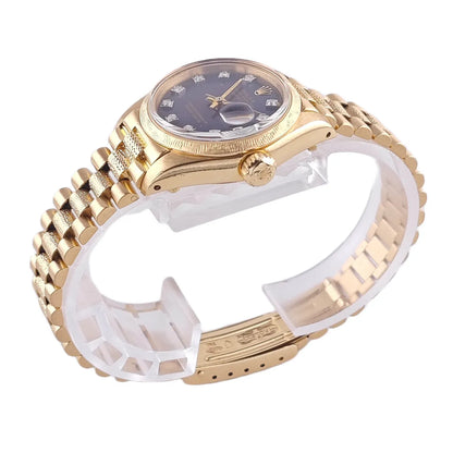 Lady-Datejust 26 Blue Diamond Dial / Gold President Band 1977 - 6904